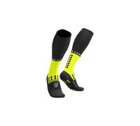 Chaussettes compressport full winter run noir jaune fluo
