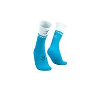 Compressport Chaussettes de compression Mid V2.0 - Mixte - Blanc/Bleu - Taille 35-38 - Modèle 2026