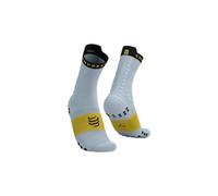 Chaussettes compressport pro racing socks v4 0 trail gris jaune