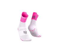 Chaussettes compressport pro racing v4 0 run high your race rose blanc