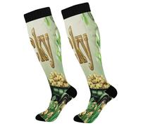 Chaussettes Contention A Green Truck Full Of Golden Clovers Chaussettes Haute Femmes Calze A Compressione Course Chaussette Pour Gym Varices Fitness 50Cm