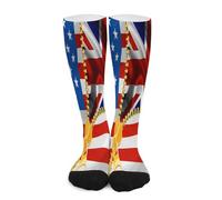 Chaussettes Contention America Flag And Britain Flag Chaussette Cyclisme Chaussette De Compression Unisexes Bas De Compressione Pour Varices Gym Fitness 50Cm