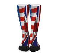 Chaussettes Contention America Flag And Britain Flag Chaussettes Haute Course Bas De Compressione Femmes Chaussette Pour Entraînement Gym Fitness 50Cm