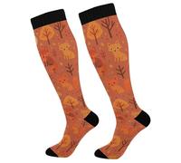 Chaussettes Contention Autumn Forests Fox Chaussette Course Chaussettes Haute Femmes Calze A Compressione Pour Fitness Gym Entraînement 50Cm
