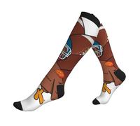 Chaussettes Contention Baby Turkeys And Football Balls Sport Thanksgiving Respirant Chaussettes Haute Unisexes Bas De Compressione Pour Varices Infirmiers Entraînement 50Cm
