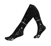 Chaussettes Contention Barbed Black And White Chaussettes Haute Course Calze A Compressione Confortables Chaussette Pour Avion Fitness Gym 50Cm