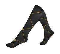 Chaussettes Contention Black And Gold Bas De Compressione Femmes Chaussettes Haute Confortables Calze A Compressione Pour Avion Entraînement Infirmiers 50Cm