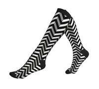 Chaussettes Contention Black And White Bas De Compressione Cyclisme Chaussettes Haute Unisexes Chaussette De Compression Pour Gym Varices Avion 50Cm