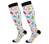 Chaussettes Contention Colorful Gummy Bears Candies Jelly Sweets Bas De Compressione Cyclisme Chaussette Course Chaussette De Compression Pour Gym Entraînement Fitness 50Cm
