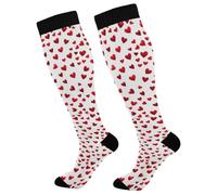Chaussettes Contention Day Little Red Hearts Bas De Compressione Respirant Chaussettes Haute Unisexes Chaussette De Compression Pour Varices Gym Entraînement 50Cm