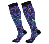 Chaussettes Contention Depicting Bats Decorated Bright Chaussettes Haute Cyclisme Calze A Compressione Femmes Chaussette Pour Varices Infirmiers Fitness 50Cm