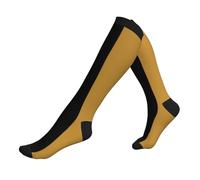 Chaussettes Contention Elegant Black And Gold Bold Vertical Stripes Chaussettes Haute Cyclisme Bas De Compressione Femmes Chaussette Pour Entraînement Varices Avion 50Cm