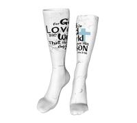 Chaussettes Contention For God So Loved The World That He Gave His Son John 3:16 Respirant Chaussettes Haute Femmes Chaussette De Compression Pour Infirmiers Fitness Varices 50Cm