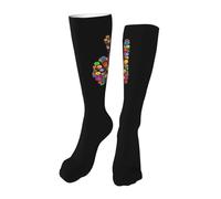 Chaussettes Contention Hippies Hippy Peace Sign Hand Chaussette Unisexes Bas De Compressione Course Chaussettes Haute Pour Entraînement Gym Varices 50Cm