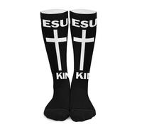 Chaussettes Contention Jesus Is King Crossed Calze A Compressione Respirant Chaussettes Haute Course Chaussette Pour Infirmiers Varices Fitness 50Cm