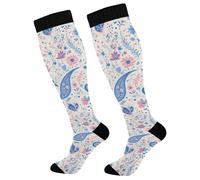 Chaussettes Contention Ladies Presents Blue And White Dot Bas De Compressione Course Chaussette Femmes Chaussette De Compression Pour Gym Varices Infirmiers 50Cm