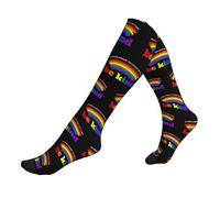Chaussettes Contention Lgbt Pride Rainbow Flag Chaussette Confortables Chaussette De Compression Unisexes Calze A Compressione Pour Avion Infirmiers Gym 50Cm