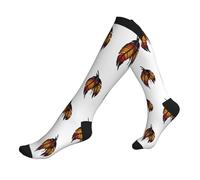 Chaussettes Contention Native American Feather Chaussette De Compression Cyclisme Calze A Compressione Unisexes Bas De Compressione Pour Varices Avion Infirmiers 50Cm