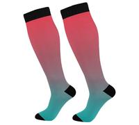 Chaussettes Contention Pink And Blue Gradient Chaussette Confortables Chaussettes Haute Respirant Calze A Compressione Pour Infirmiers Avion Entraînement 50Cm