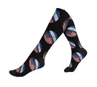 Chaussettes Contention Retro America And El Salvadoran Flag Bas De Compressione Cyclisme Chaussette Course Chaussettes Haute Pour Infirmiers Avion Entraînement 50Cm