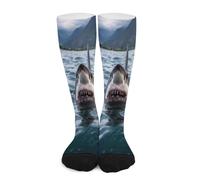 Chaussettes Contention Shark In The Lake Bas De Compressione Cyclisme Chaussette De Compression Unisexes Calze A Compressione Pour Entraînement Gym Fitness 50Cm