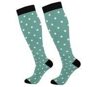 Chaussettes Contention Teal And White Dot Chaussette De Compression Unisexes Chaussettes Haute Cyclisme Bas De Compressione Pour Gym Varices Fitness 50Cm