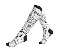 Chaussettes Contention Vintage Paris Black And White Nostalgic Chaussette Respirant Calze A Compressione Confortables Bas De Compressione Pour Varices Infirmiers Varices 50Cm