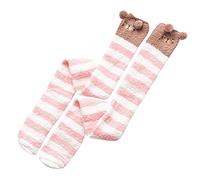 Chaussettes corail pour femmes au-dessus du genou épaisses serviette de sommeil chaussettes rayées chaussettes d'hiver pour jeunes garçons, kaki, Taille unique