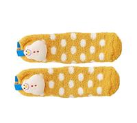 Chaussettes courtes chaudes en polaire corail thermique pour femme - Motif amusant de Noël - Pantoufles d'intérieur décontractées, bonhomme de neige, Taille unique