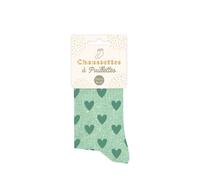 Chaussettes courtes menthe paillettes 'coeur'