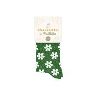 chaussettes courtes vertes paillettes 'Fleur'