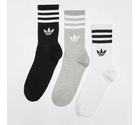 Adidas Originals Chaussettes mi-mollet 3 paires 3 bandes Gris chiné/Noir/Blanc Taille 43-45