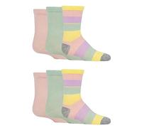 Chaussettes d’école en bambou SockShop pour enfants - Garçons et filles, unies et rayées, respirantes, douces, rafraîchissantes, avec manchettes confortables et coutures lisses aux orteils - Lot de 6