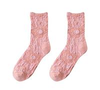 Chaussettes d'automne et d'hiver en coton chaud pour femme Motif tournesol Chaussettes épaisses douces pour femme, rose, Taille unique