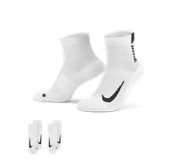 Chaussettes de chevilles de running mixtes Nike Multiplier (2 paires) Blanc/Noir 38-42