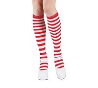Boland 97040 Chaussettes montantes à rayures rouges et blanches extensibles Motif clown fille coquine carnaval soirée à thème