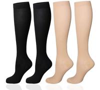 Chaussettes de Compression, 2 Paires 15-20 mmHg Bas de Contention pour Femmes et Hommes, Chaussettes de Compression, entorse de la cheville
