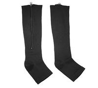 Chaussettes De Compression à Fermeture éclair, Bas De Contention, Bas De Compression à Bout Ouvert, Soutien Du Mollet Au Genou Chaussettes Graduées Pour Veine Variqueuse(L/XL-le noir)