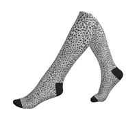 Chaussettes de compression à imprimé léopard pour homme et femme Unisexe 20-30 mmHg Hauteur genou mollets pour voler course sport, 2 Noir-2, Taille unique