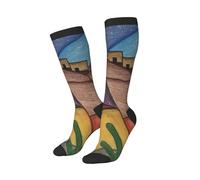 Chaussettes De Compression Art Populaire Du Désert Du Sud-Ouest Chaussettes Hautes Confort Socquettes Respirabilité Chaussette Pour Randonnée Sport Camping 40CM