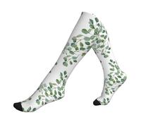 Chaussettes De Compression Branche D'Eucalyptus Socquettes Classique Work Socks Confort Chaussettes Hautes Pour Camping Cyclisme Voyage 50CM