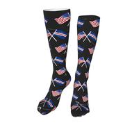 Chaussettes De Compression Drapeau Américain Et Du Cap-Vert Work Socks Classique Chaussettes Hautes Confort Socquettes Pour Camping Voyage Randonnée 50CM