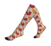 Chaussettes de compression imprimées avec drapeau de la Macédoine du Nord Map02, 15-20 mmhg, chaussettes de sport longues anti-humidité, 1 noir, Taille unique