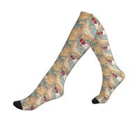 Chaussettes de compression imprimées carte de la Turquie, chaussettes de compression 15-20 mmhg, chaussettes longues athlétiques anti-humidité, 1 noir, Taille unique