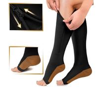 Chaussettes de compression - INF - Bas de contention - Noir - L/XL - Fermeture éclair - Respirantes L/XL