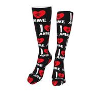 Chaussettes De Compression J'Adore Les Animes En Japonais Chaussettes Hautes Respirabilité Socquettes Soft Chaussette Pour Camping Cyclisme Randonnée 50CM