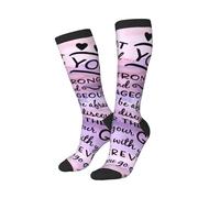 Chaussettes De Compression Josué 1.9 Sois Fort(E) - Verset Biblique Chaussette Soft Work Socks Respirabilité Socquettes Pour Sport Randonnée Camping 40CM