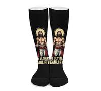 Chaussettes De Compression Le Maître Ultime Du Soulevé De Terre, Jesus_Nobg Work Socks Confort Chaussette Respirabilité Socquettes Pour Camping Randonnée Cyclisme 50CM