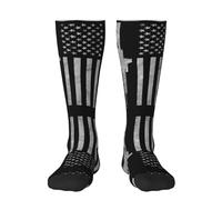 Chaussettes De Compression Lumière Du Drapeau Américain Et Des Armes À Feu Chaussette Respirabilité Work Socks Soft Socquettes Pour Voyage Cyclisme Randonnée 50CM