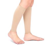 Chaussettes de Compression Mollet, Bas de Compression pour Varices, Molletière Protège23-32 mmHg Classe 2 pour Hommes et Femmes, Ultra Légère, Élastique du Traitement, Varices, Beige, M